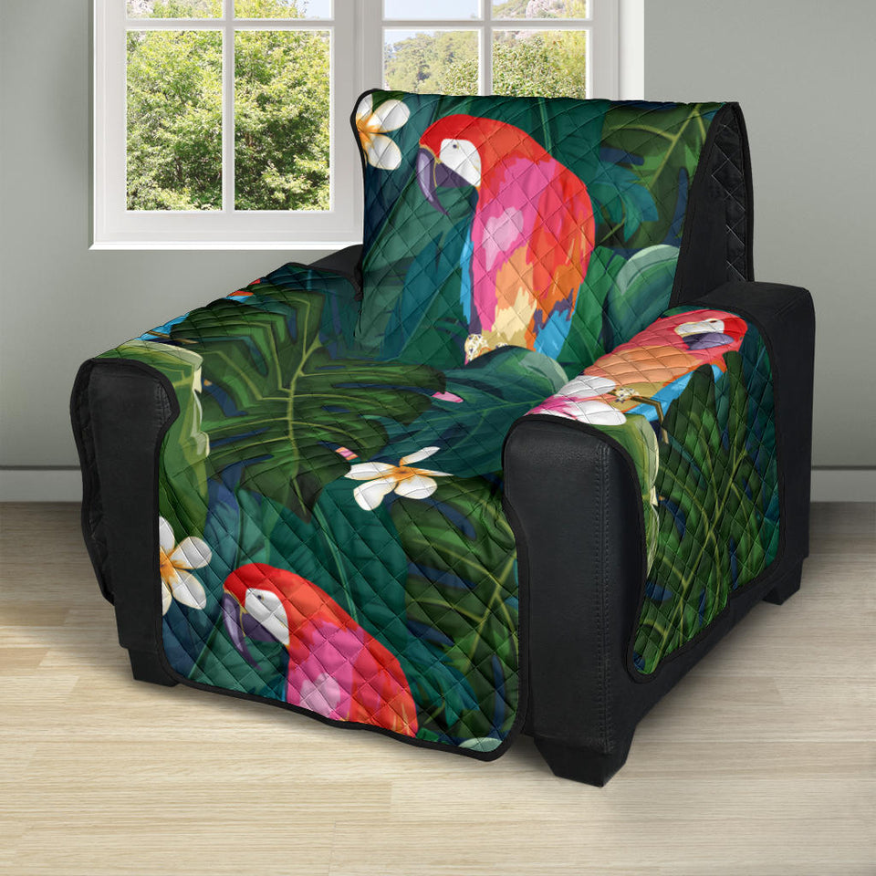 Parrot Palm tree leaves flower hibiscus pattern Recliner Cover Protector
