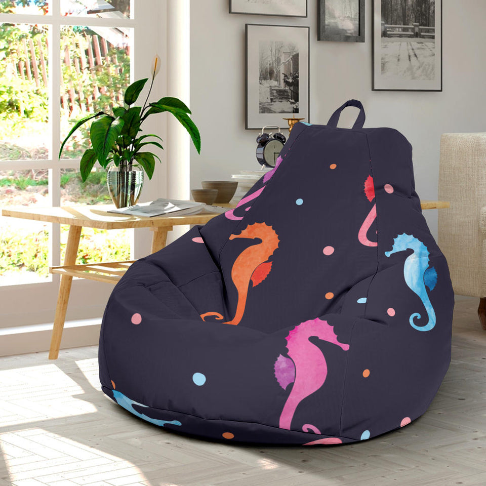Watercolor Colorful Seahorse Pattern Bean Bag Cover