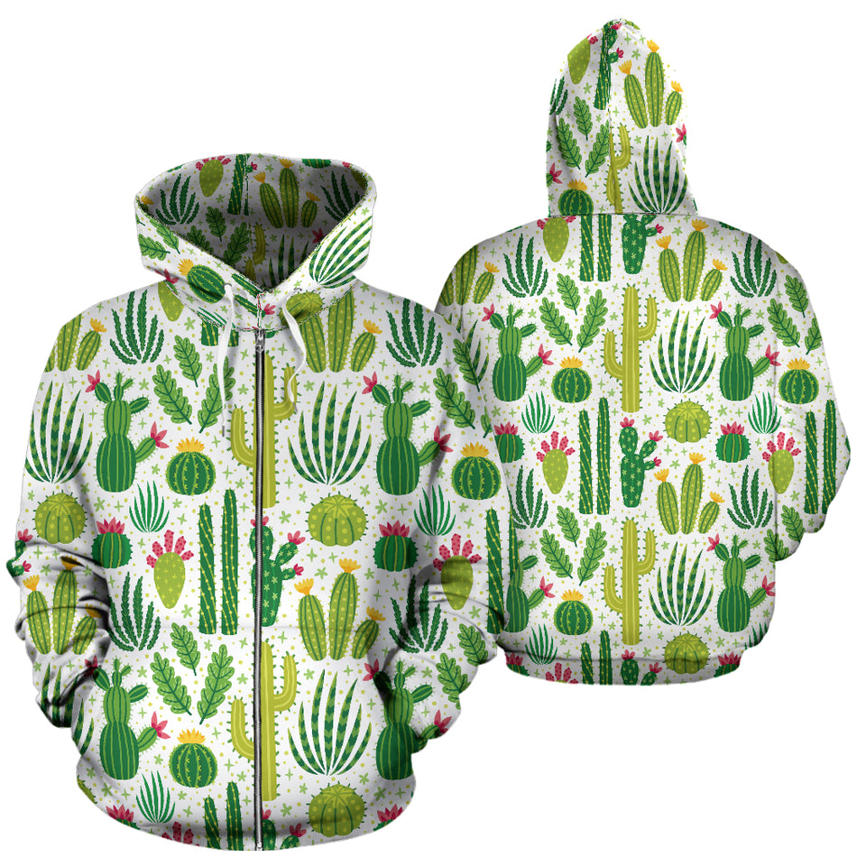 Cactus Pattern Zip Up Hoodie