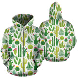 Cactus Pattern Zip Up Hoodie