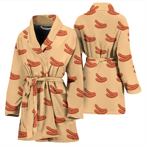 Sausage Pattern Print Design 03 Women's Bathrobe