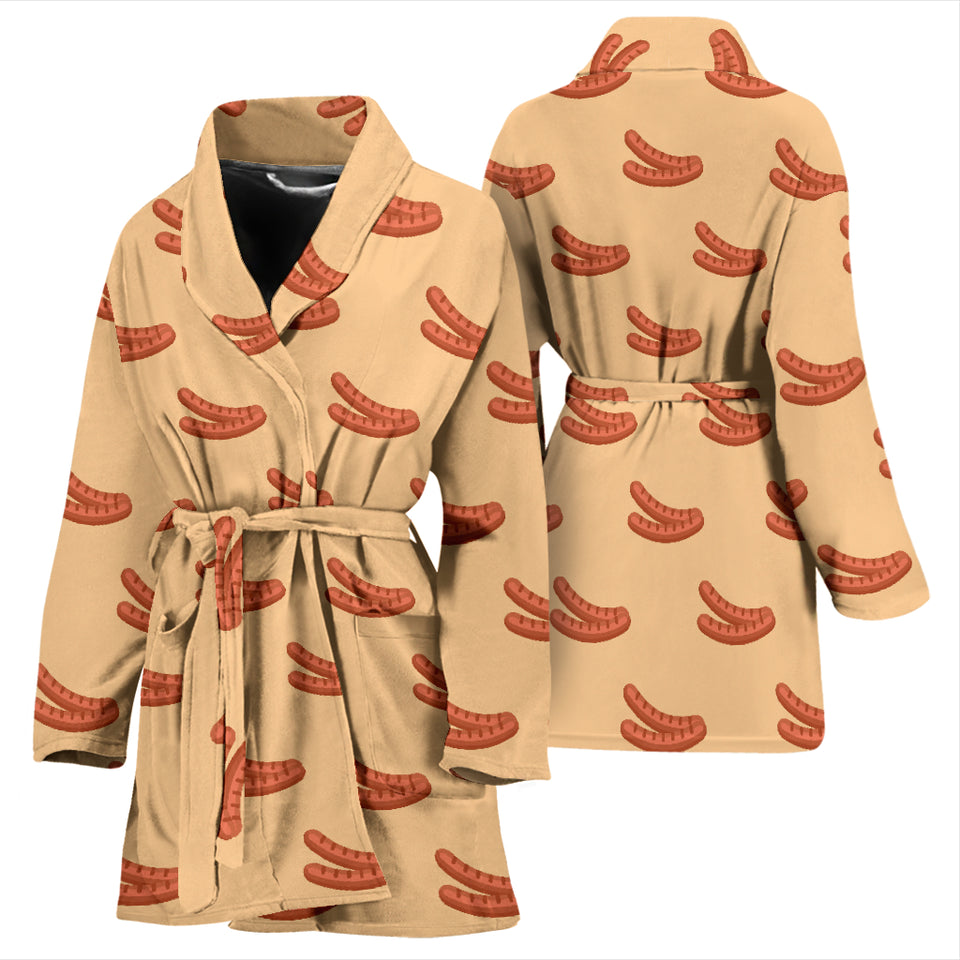 Sausage Pattern Print Design 03 Women's Bathrobe