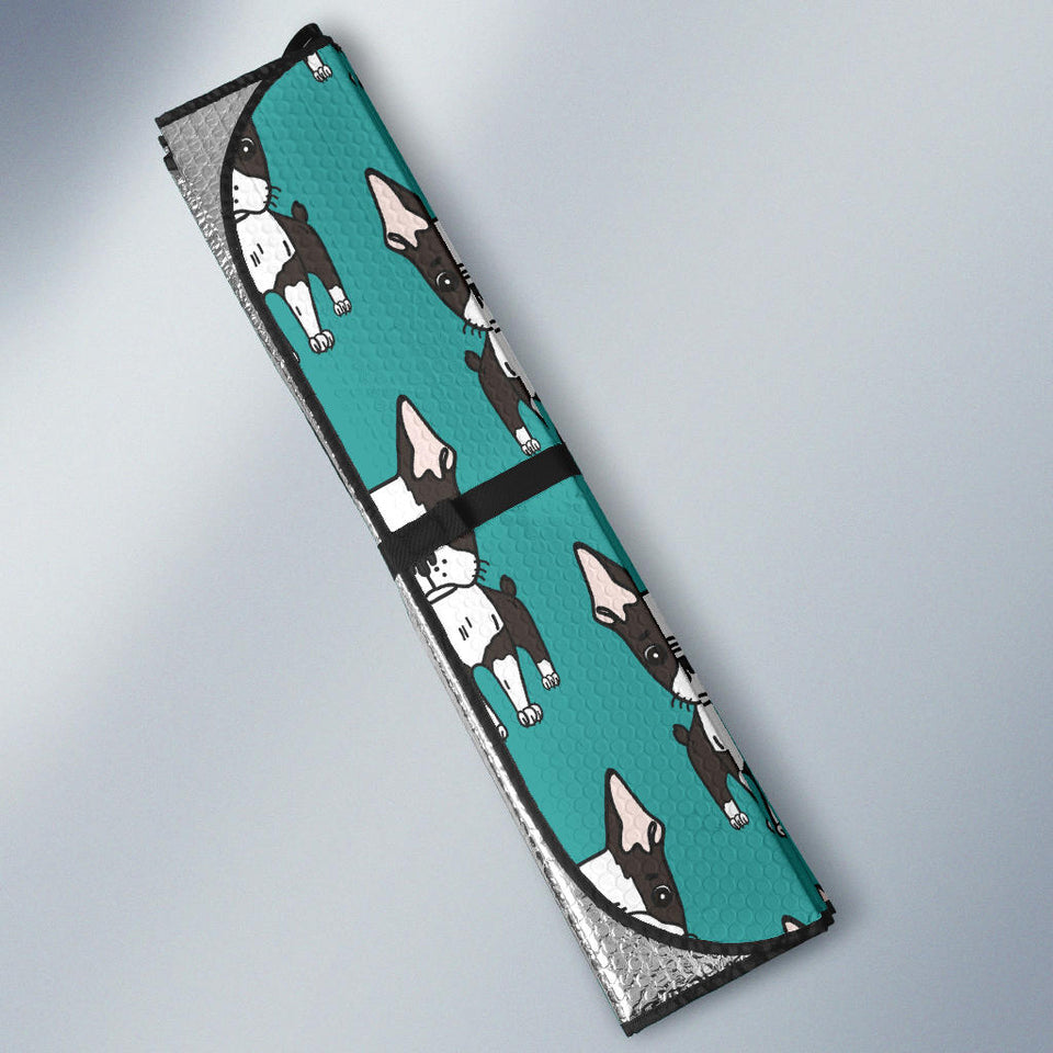 Hand Drawn Boston Terrier Dog Pattern Car Sun Shade