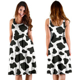 Cow Skin Pattern Sleeveless Midi Dress