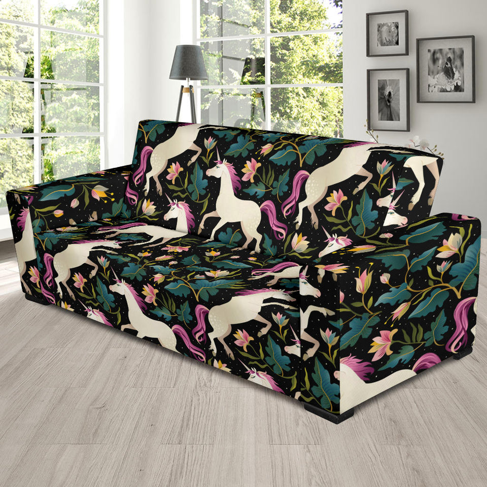 Unicorns Forest Background Sofa Slipcover