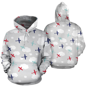Airplane Cloud Grey Background Men Women Pullover Hoodie