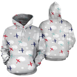 Airplane Cloud Grey Background Men Women Pullover Hoodie