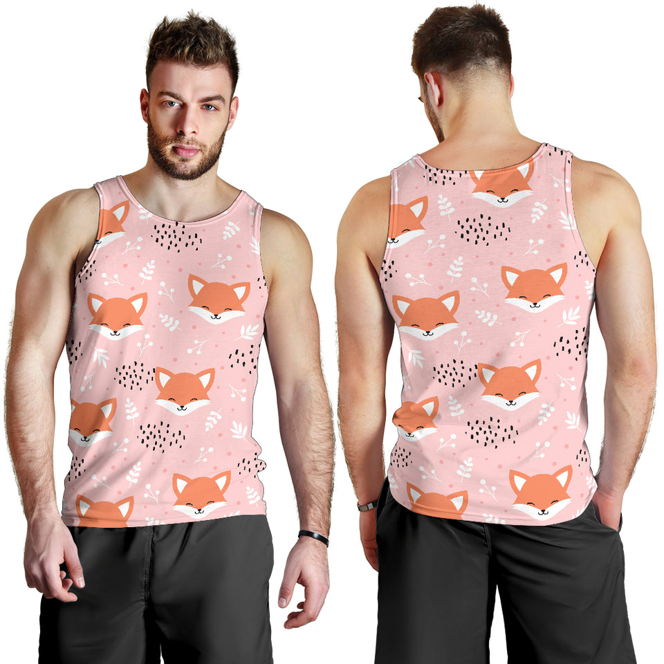 Cute fox pattern pink background Men Tank Top