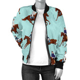 Horses Running Horses Rider Pattern Women'S Bomber Jacket