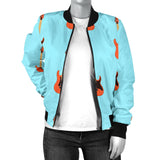 Electric Guitar Pattern Light Blue Background Women'S Bomber Jacket