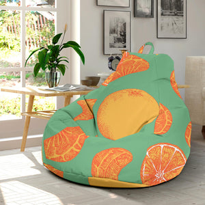 Orange Fruit Pattern Green Background Bean Bag Cover