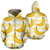 Banana Pattern Blackground Zip Up Hoodie