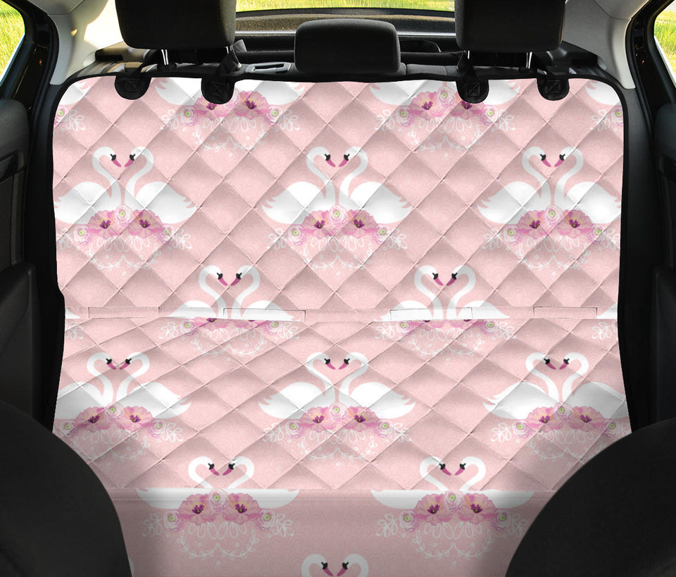White Swan And Flower Love Pattern Dog Car Seat Covers