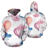Watercolor Air Balloon Cloud Pattern Men Women Pullover Hoodie