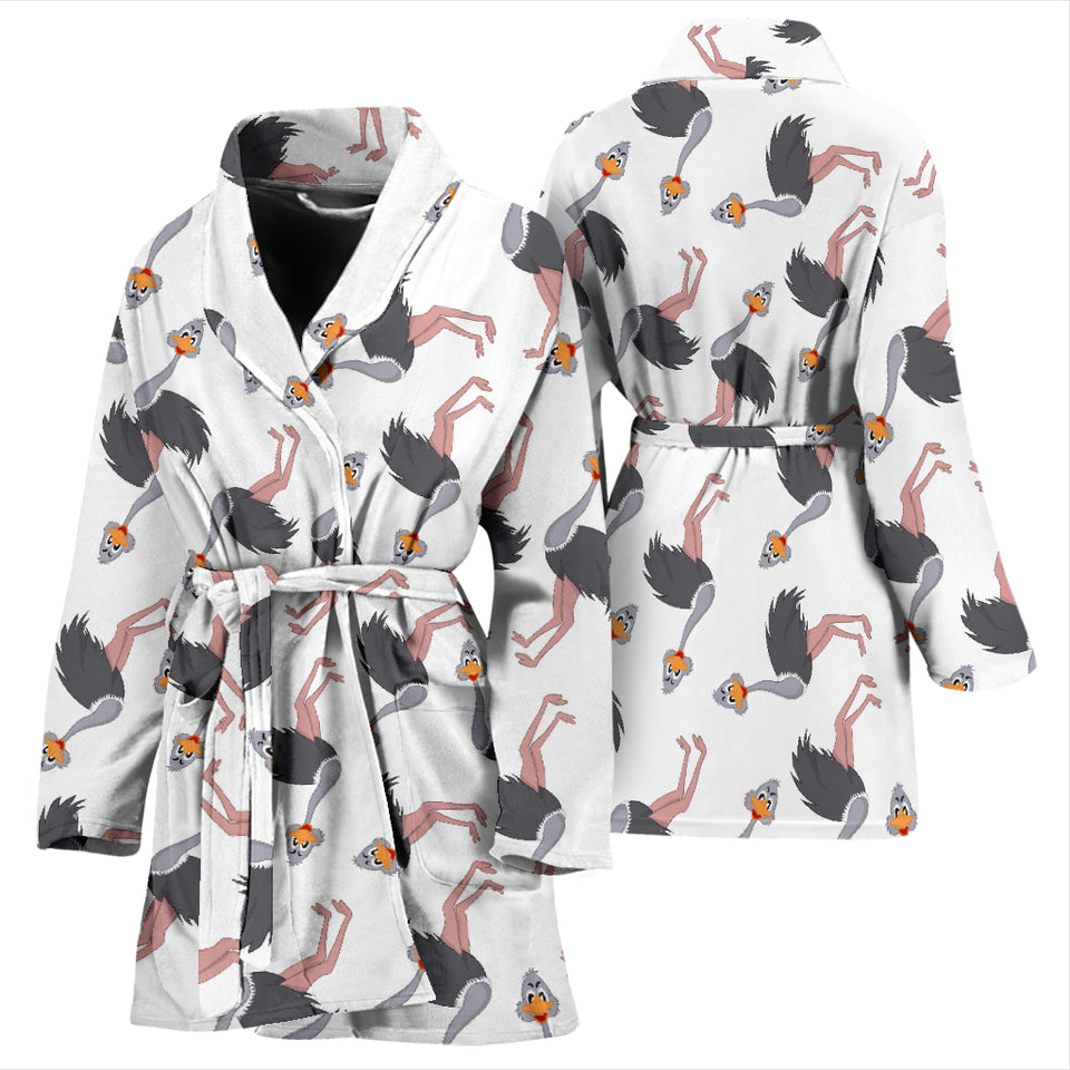 Ostrich Pattern Print Design 02 Women's Bathrobe
