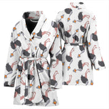 Ostrich Pattern Print Design 02 Women's Bathrobe