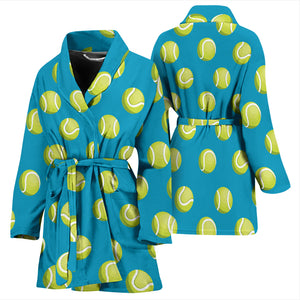 Tennis Pattern Print Design 05 Women's Bathrobe