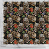 Skull Rose Humming Bird Flower Pattern Shower Curtain Fulfilled In US