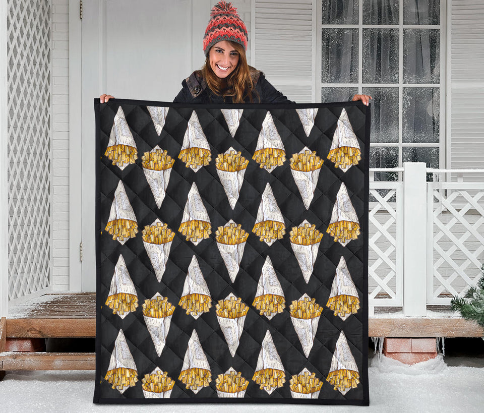 French Fries Dark Background Premium Quilt