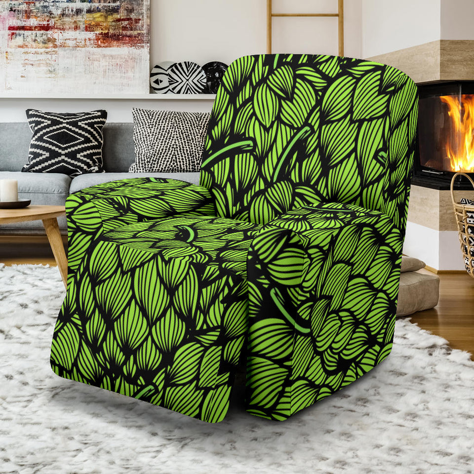 Green Hop Pattern Recliner Chair Slipcover