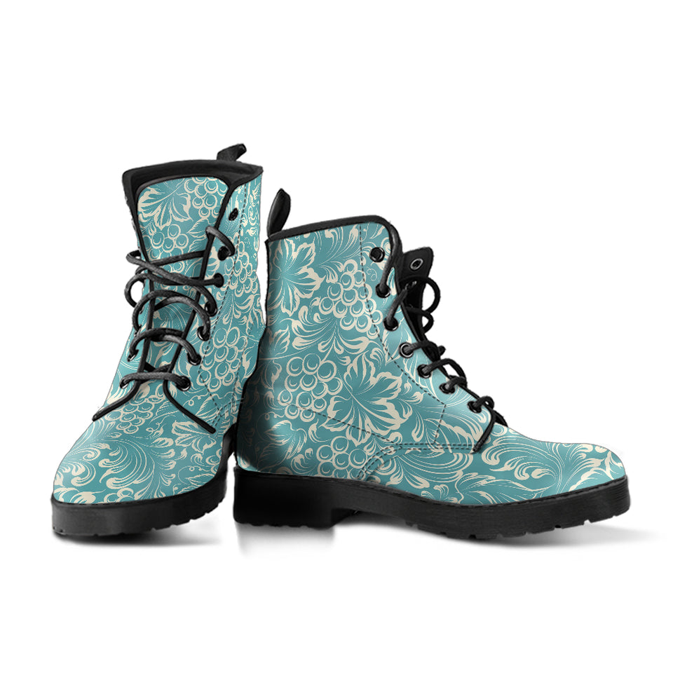 Classic Hand Drawn Grape Pattern Leather Boots