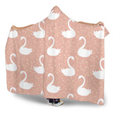 Swan Flower Light Pink Background Hooded Blanket