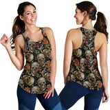 Skull rose humming bird flower pattern Women Racerback Tank Top