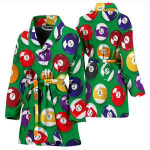 Billiard Ball Pattern Print Design 02 Women's Bathrobe