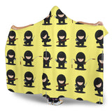 Cute Ninja Yellow Background Hooded Blanket