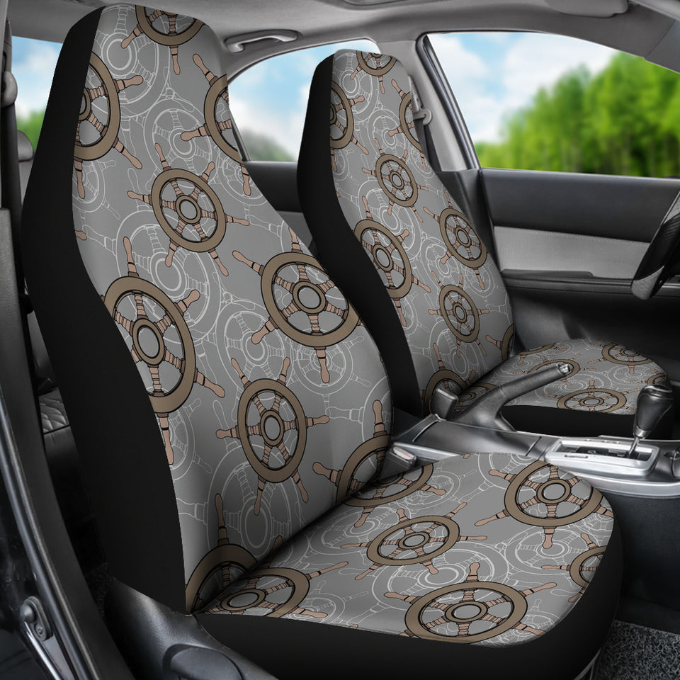 Nautical Wood Steering Wheel Pattern Universal Fit Car Seat Covers