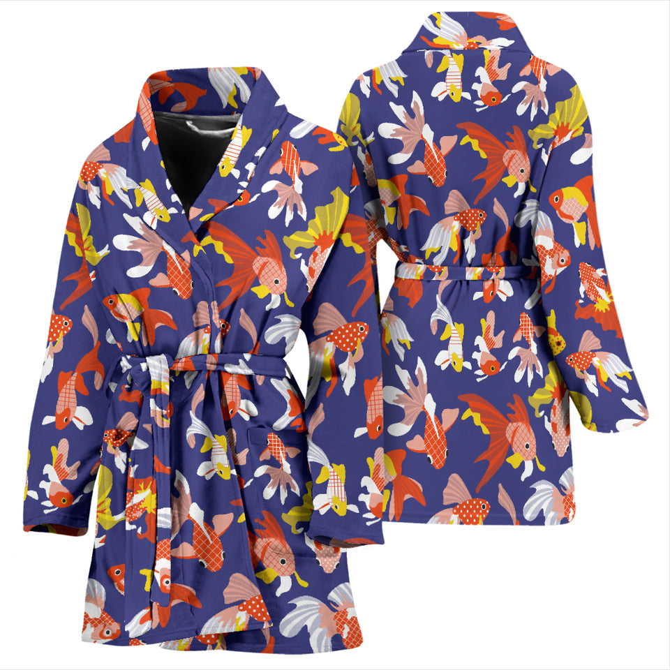 Goldfish Pattern Print Design 04 Women's Bathrobe