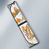 Cute Dog Corgi Striped Background Pattern Car Sun Shade