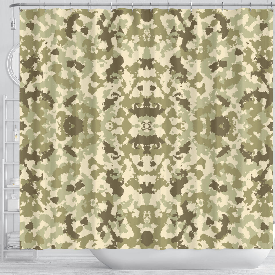 Light Green Camo Camouflage Pattern Shower Curtain Fulfilled In US