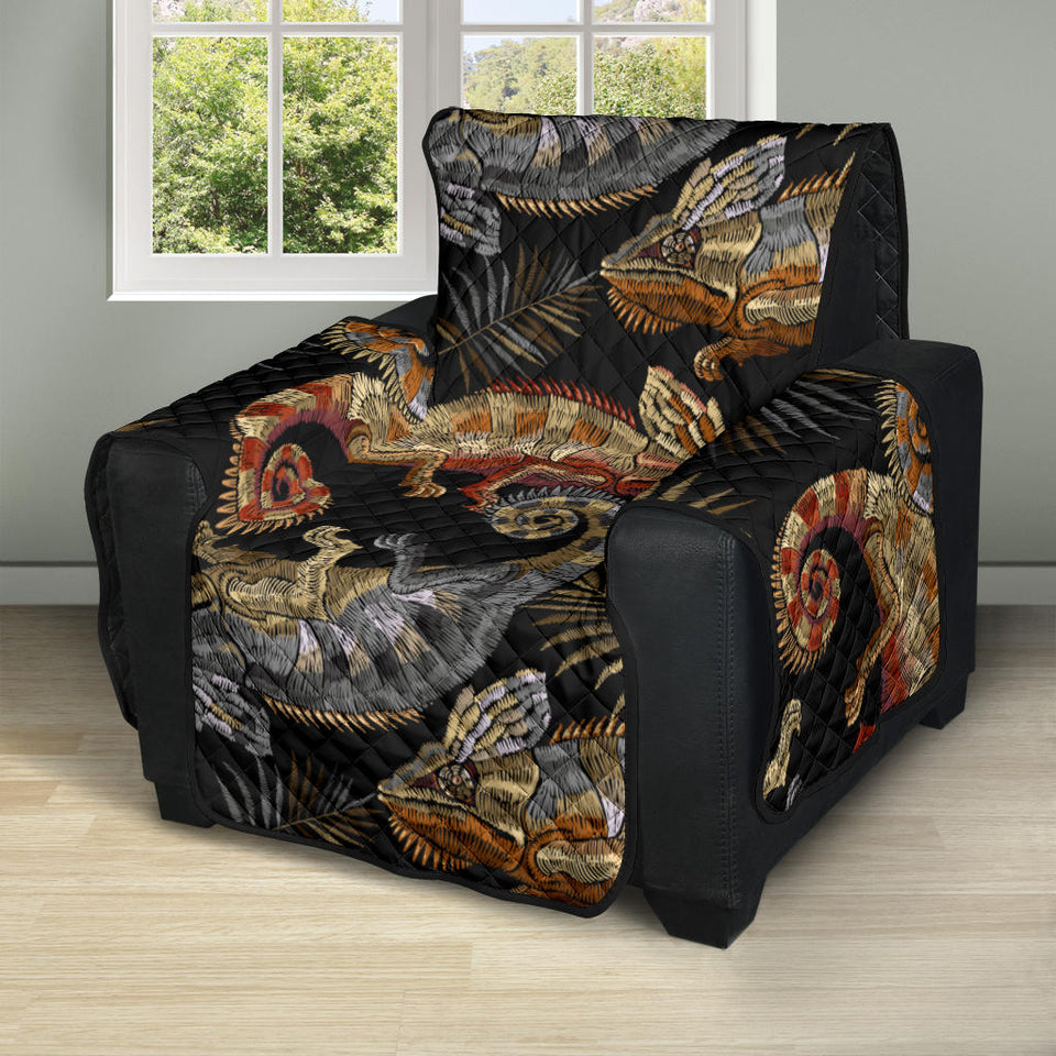 Chameleon lizard tropical leaves palm tree Recliner Cover Protector
