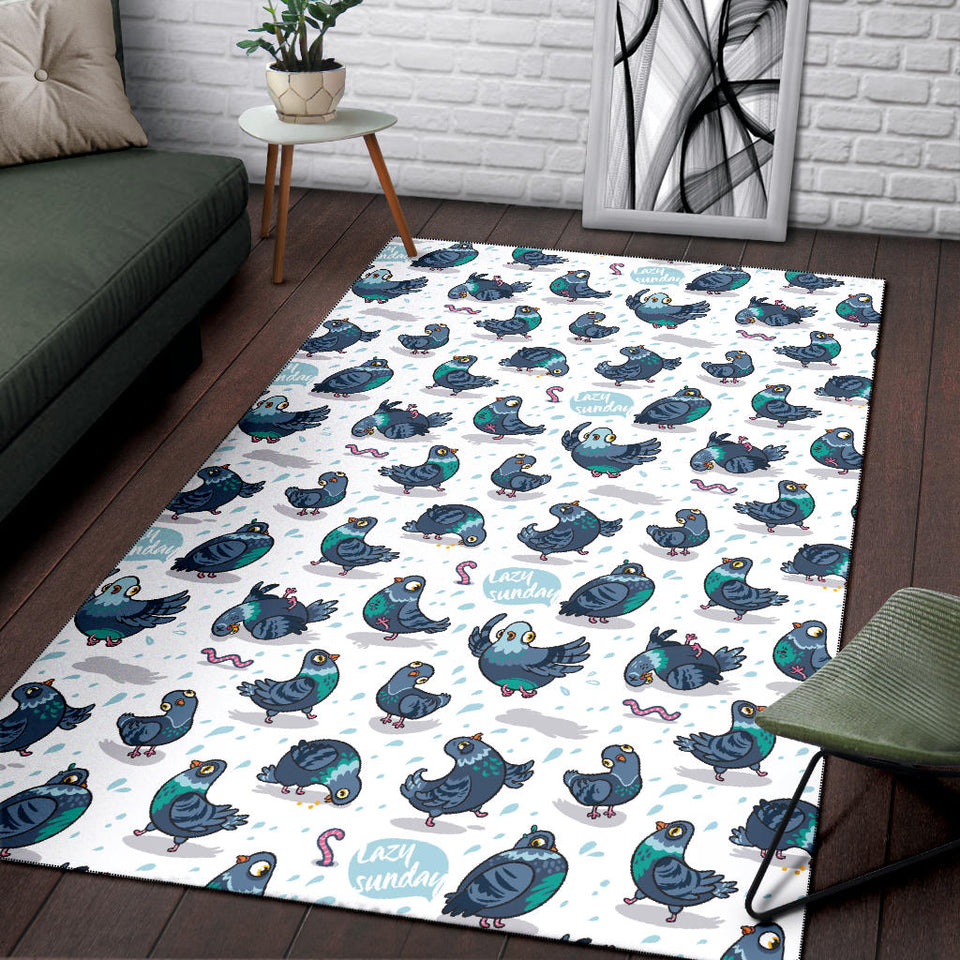 Pigeon Pattern Print Design 02 Area Rug
