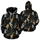 Saxophone Design Pattern Zip Up Hoodie