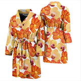 Orange Yellow Orchid Flower Pattern Background Men'S Bathrobe