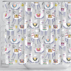 Cute Llama Alpaca Pattern Shower Curtain Fulfilled In US