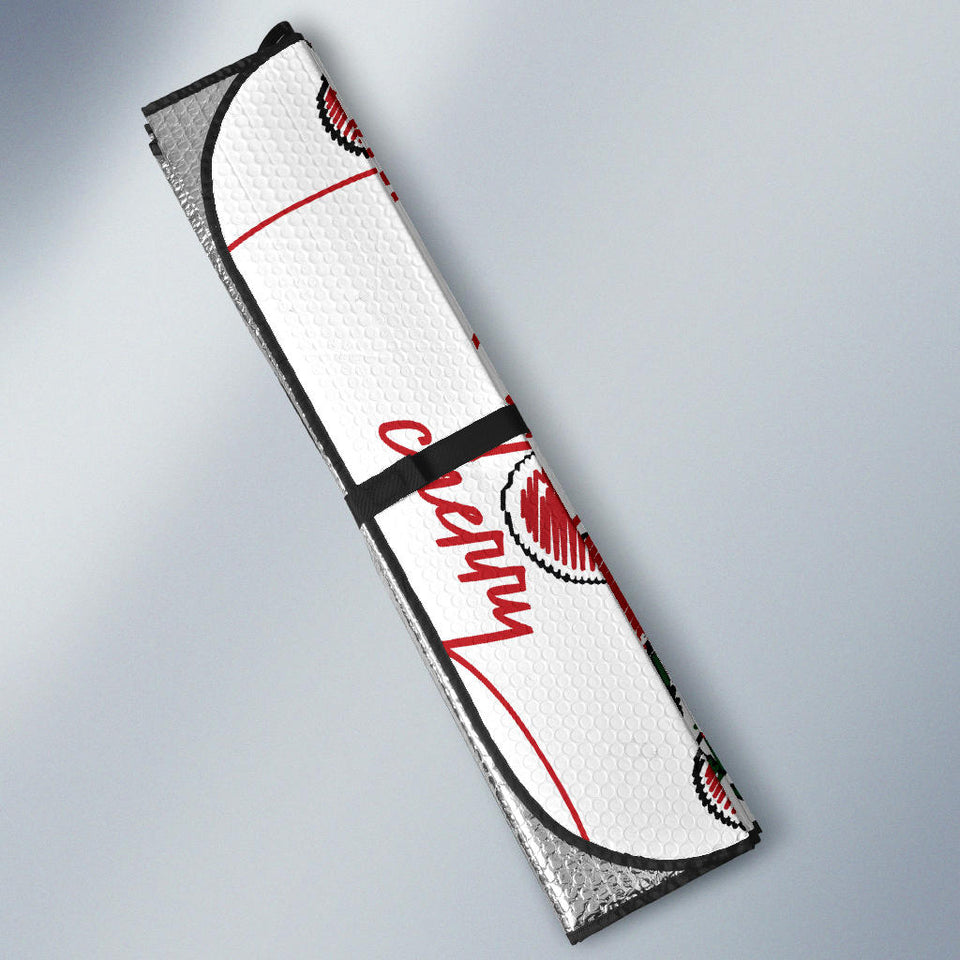 Hand Drawn Cherry Pattern Car Sun Shade