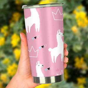 Llama Alpaca Pink Background Tumbler