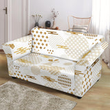 Beautiful Gold Japanese Pattern Loveseat Couch Slipcover