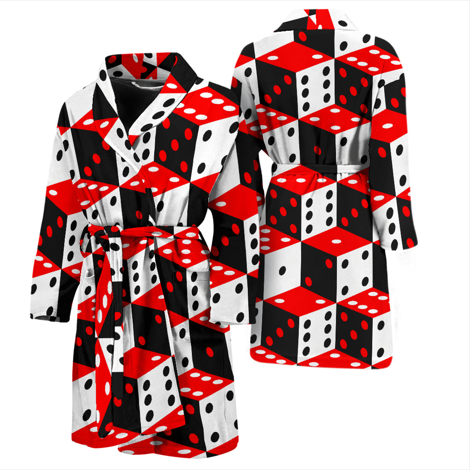 Dice Pattern Print Design 02 Men's Bathrobe