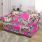 Chameleon Lizard Pattern Pink Background Loveseat Couch Slipcover