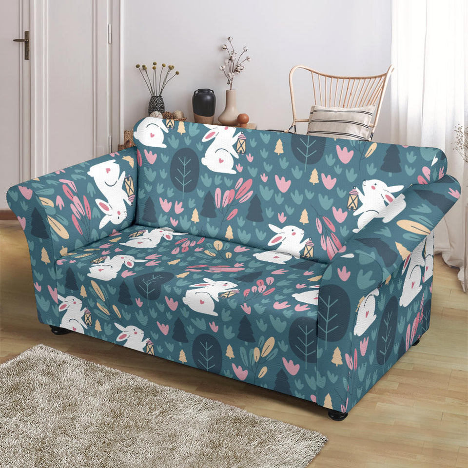 Cute Rabbit Pattern Loveseat Couch Slipcover