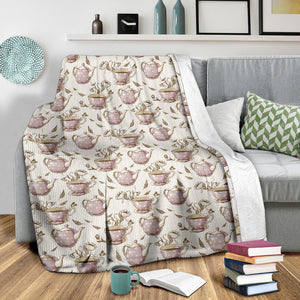 Tea pots Pattern Print Design 03 Premium Blanket