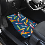 Surfboard Pattern Print Design 01 Front and Back Car Mats