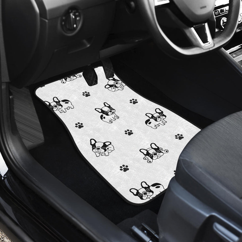 Cute French Bulldog Paw Pattern Front And Back Car Mats