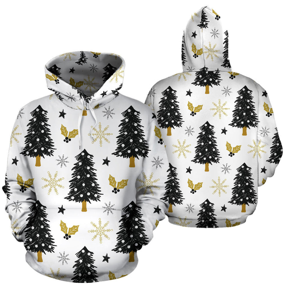 Christmas Tree Holly Snow Star Pattern Men Women Pullover Hoodie