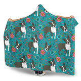 Boston Terrier Beautiful Flower Pattern Hooded Blanket