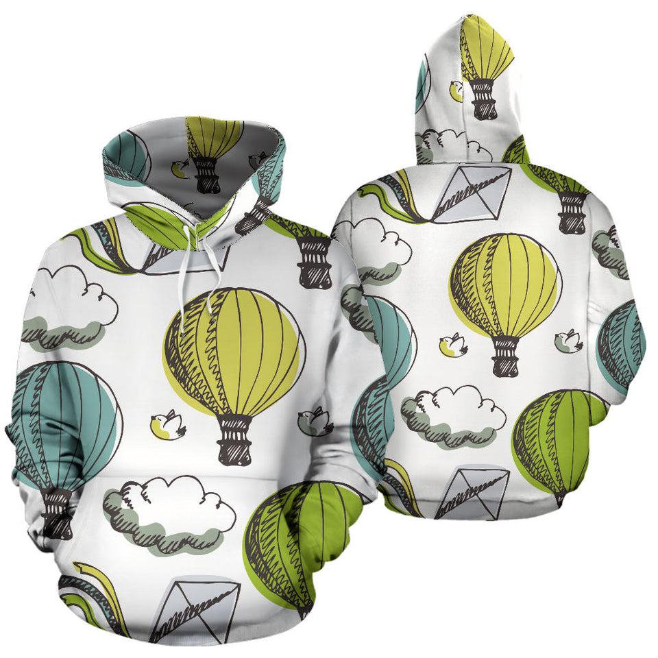 Hot Air Balloon Bird Cloud Pattern Men Women Pullover Hoodie